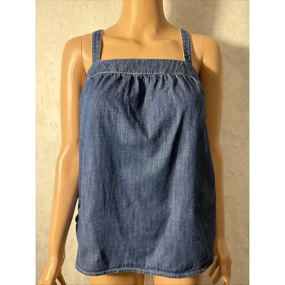Lucky Brand Women's Denim Retro tank top Size Small Boho Festival - Picture 1 of 8